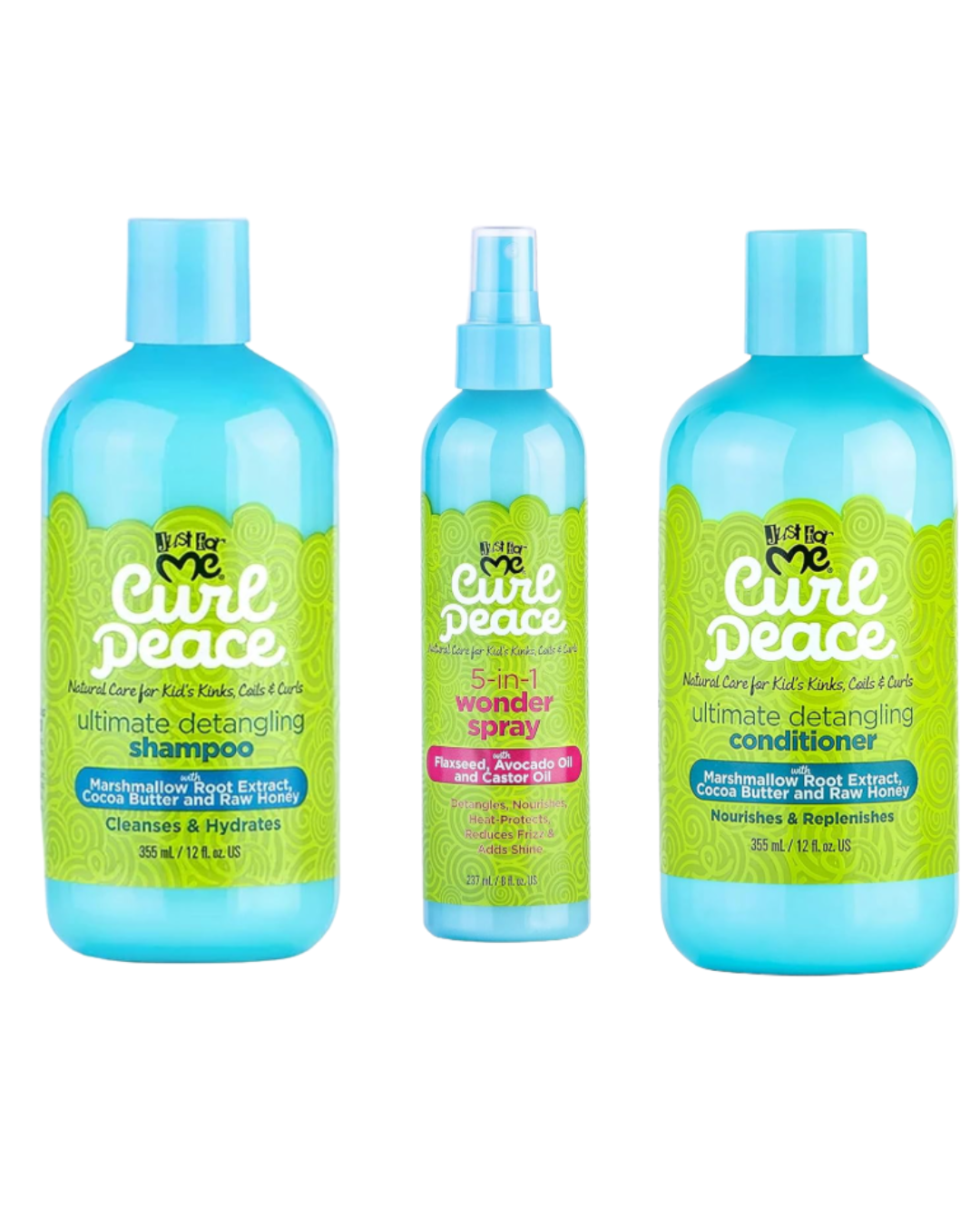 Just For Me Kids Curl Peace Hair Products Combo SHAMPOO, CONDITIONER & WONDER SPRAY